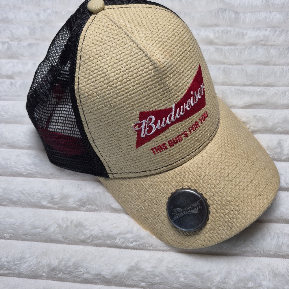 Budweiser This Bud's For You Straw Front Bill Bottle Opener Hat Cap Snapback